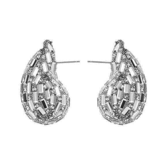 Silver Water Drop Crystal Earrings - Picture 5 of 5